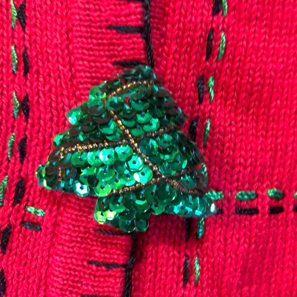 Vtg Ugly Xmas sweater Christmas cardi plaid knit - Picture 5 of 8
